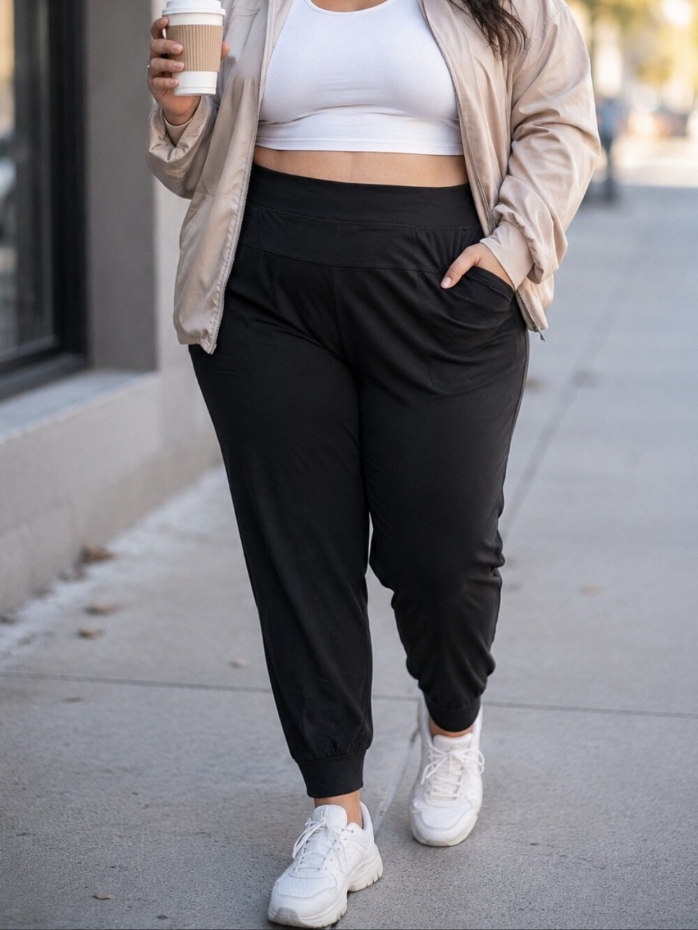 Mondetta Black Pull-On Jogger Pants Plus Size | Athleisure Activewear Lounge